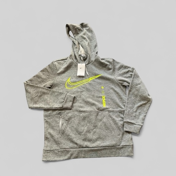 Nike Swoosh Therma Fit Training Pullover Hoodie Gray Adult Medium DR8774-063 NWT - Picture 1 of 5